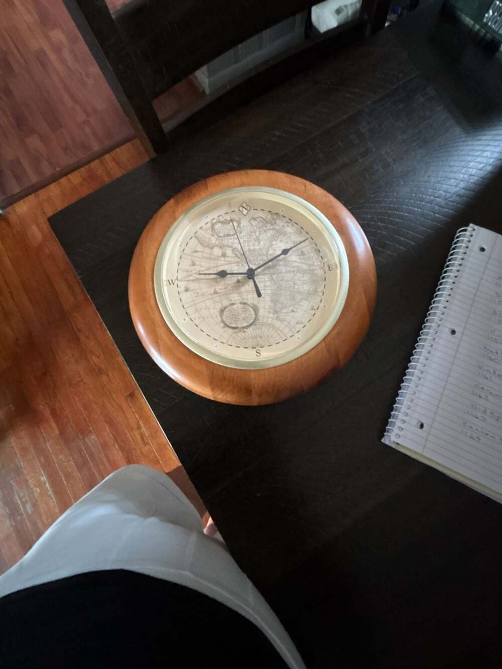 Vintage Nautical World Map Wall Clock with Wood Frame